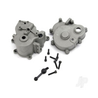 Gearbox halves (Front & Rear) / rubber access plug / shift detent ball / spring / 4mm GS / shift shaft seal, Glued