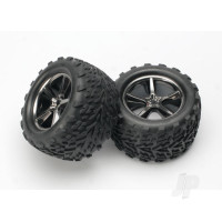 Wheels & Tyres, assembled, glued (Gemini black chrome wheels, Talon Tyres, foam inserts) (2)