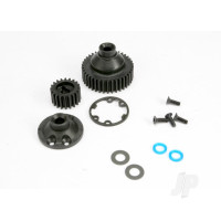 Gears, Differential 38-T (1pc) / Differential drive gear 20-T / side cover plate (1pc) / gasket (1pc) / output gear seals (x-ring) (2 pcs) / 2.5x8mmCCS (4 pcs) / 5x10x.5mmTW (2 pcs)