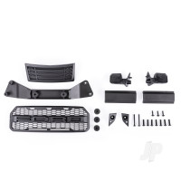 Grille/ grille mount/ mirrors, side (left & right)/ mirror mounts (left & right)/ body mount adapter/ rear latch retainers (2)/ 2.6x8mm BCS (self-tapping) (3)/ 2.6x20mm BCS (self-tapping) (2)/ 3x10mm BCS (8) (fits #5916 body)