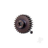 Gear, 27-T pinion (machined, hardened steel) (1.0 metric pitch) (fits 5mm shaft) / set screw