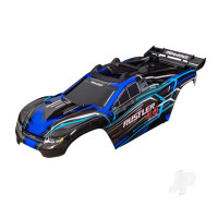 Body, Rustler 4X4, Blue (painted, decals applied) (assembled with front & rear body mounts and rear body support for clipless mounting)