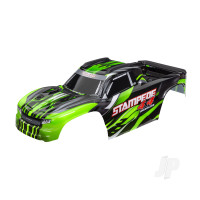 Body, Stampede 4X4 Brushless, Green (painted, decals applied) (assembled with front & rear body mounts and rear body support for clipless mounting)