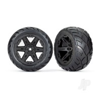 Wheels & Tyres, Assembled, Glued (2.8in) (RXT Black wheels, Anaconda tyres, foam inserts) (2WD electric rear) (2) (TSM rated)