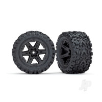 Wheels & Tyres, assembled, glued (2.8") (RXT black wheels, Talon EXT Tyres, foam inserts) (2WD electric rear) (2) (TSM rated)