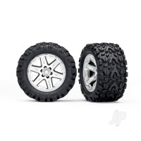 Wheels & Tyres, assembled, glued (2.8") (RXT satin chrome wheels, Talon EXT Tyres, foam inserts) (2WD electric rear) (2) (TSM rated)