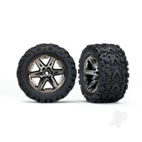Wheels & Tyres, assembled, glued (2.8") (RXT black chrome wheels, Talon EXT Tyres, foam inserts) (2WD electric rear) (2) (TSM rated)