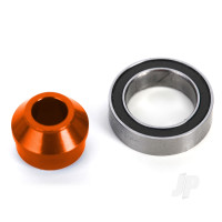 Bearing adapter, 6061-T6 aluminium (Orange-anodised) (1pc), 10x15x4mm ball bearing (black rubber sealed) (1pc) (for slipper shaft)