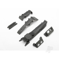 Skid plate Set, Front (1pc) / Rear (1pc) / transmission (1pc) / steering servo guards (2 pcs) / steering servo cover plate (1pc)