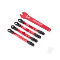 Toe links, aluminium (Red-anodised) (4 pcs) (assembled with rod ends and threaded inserts)