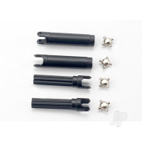 Half shafts, left or right (internal splined half shaft (2 pcs) / external splined half shaft) (2 pcs)) / metal u-joints (4 pcs)