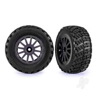 Wheels & Tyres, assembled, glued (grey wheels, gravel pattern Tyres, foam inserts) (2) (TSM rated)
