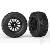 Wheels & Tyres, assembled, glued (black wheels, gravel pattern Tyres, foam inserts) (2) (TSM rated)