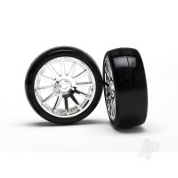 Wheels & Tyres, assembled, glued (12-spoke Chrome wheels, slick tyres) (2)