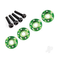 Wheel nut washer, machined aluminium, Green / 3x12mm CS (4 pcs)