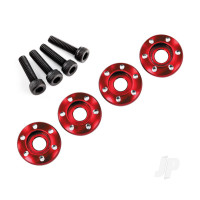 Wheel nut washer, machined aluminium, Red / 3x12mm CS (4 pcs)