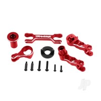 Steering bellcranks (left & right)/ drag link (6061-T6 aluminium, Red-anodised) (fits X-Maxx)