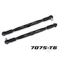 Toe links, X-Maxx (Tubes Black-anodised, 7075-T6 aluminium, stronger than Titanium) (157mm) (2) / rod ends, assembled with steel hollow balls (4) / aluminium wrench, 10mm (1)