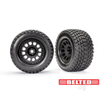 Wheels & Tyres, Assembled, Glued (XRT Race Black wheels, Gravix belted tyres, dual profile (4.3in outer, 5.7in inner), foam inserts) (left & right)