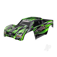 Body, X-Maxx Ultimate, Green (painted, decals applied) (assembled with front & rear body mounts, rear body support, and tailgate protector)