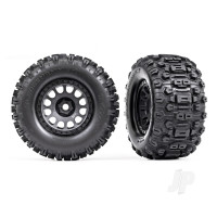 Wheels & Tyres, Assembled, Glued (XRT Race Black wheels, Sledgehammer Tyres, foam inserts) (left & right)