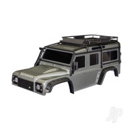 Body, Land Rover Defender, Silver (complete with ExoCage, fuel canisters, jack, spare tyre mount & clipless mounting)