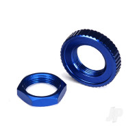 Servo saver nuts, aluminium, Blue-anodised (hex (1pc), serrated (1pc))