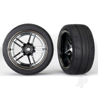 Wheels & Tyres, assembled, glued (split-spoke black wheels, 1.9" Response Tyres) (extra wide, rear) (2)