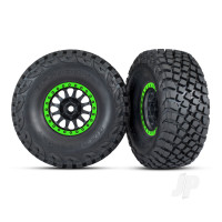 Tyres & wheels, assembled, glued (Method Race Wheels, black with green beadlock, BFGoodrich Baja KR3 tyres) (2)