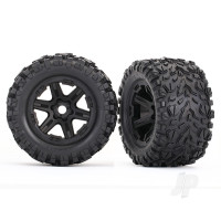 Wheels & Tyres, assembled, glued (Black wheels, Talon EXT Tyres, foam inserts) (2) (17mm splined) (TSM rated)