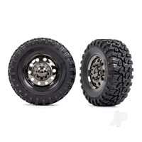 Wheels & Tyres, Assembled, Glued (TRX-6 Big Rig 2.2in Black Chrome wheels, Canyon RT 4.6x2.2in tyres, foam inserts) (front) (2)/ centre caps (Black Chrome) (2)