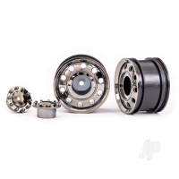 Wheels, TRX-6 Big Rig 2.2in (Black Chrome) (front) (2)/ centre caps (Black Chrome) (2)