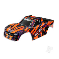Body, Hoss 4x4 VXL, Orange / Window, Grille, Lights Decal Sheet (Assembled with Front & Rear Body Mounts and Rear Body Support for Clipless Mounting)