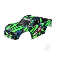 Body, Hoss 4x4 VXL, Green / Window, Grille, Lights Decal Sheet (Assembled with Front & Rear Body Mounts and Rear Body Support for Clipless Mounting)