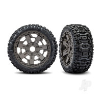 Wheels & Tyres, Assembled, Glued (3.0" Grey wheels, Sledgehammer belted tyres, foam inserts) (2)