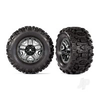Wheels & Tyres, Assembled, Glued (Black Chrome 2.8in Wheels, Sledgehammer Tyres, Foam Inserts) (2 pcs) (TSM Rated)