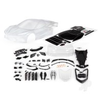Body, Chevrolet Corvette Stingray (clear, trimmed, requires painting)/ decal sheet (includes side mirrors, spoiler, grilles, vents, hardware, & clipless mounting)