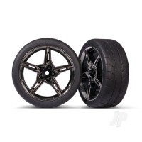 Wheels & Tyres, Assembled, Glued (split-spoke Black Chrome wheels, 1.9' Response tyres) (front) (2)
