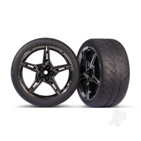 Wheels & Tyres, Assembled, Glued (split-spoke Black Chrome wheels,in 1.9' Response tyres) (extra wide, rear) (2)