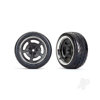 Wheels & Tyres, Assembled, Glued (Black with Chrome wheels, 1.9' Response tyres) (extra wide, rear) (2)