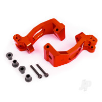 Caster blocks (c-hubs), 6061-T6 aluminium (Red-anodised), left & right / kingpin bushings (4 pcs)