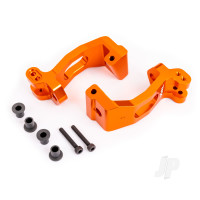 Caster blocks (c-hubs), 6061-T6 aluminium (Orange-anodised), left & right / kingpin bushings (4 pcs)