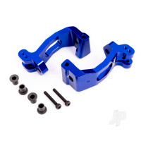 Caster blocks (c-hubs), 6061-T6 aluminium (Blue-anodised), left & right / kingpin bushings (4 pcs)