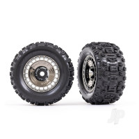 Wheels & Tyres, Assembled, Glued (3.8in Black Chrome wheels, Black Chrome wheel covers, Sledgehammer tyres, foam inserts) (2 pcs)