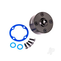Carrier, differential (aluminium, Dark Titanium-anodised) / differential bushing / ring gear gasket / 3x10mm CCS (4 pcs)