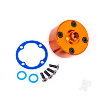Carrier, differential (aluminium, Orange-anodised) / differential bushing / ring gear gasket / 3x10mm CCS (4 pcs)