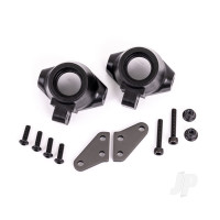 Steering blocks, left & right / steering block arms (aluminium, Dark Titanium-anodised) (2 pcs) / 3x18mm CS (2 pcs) / M3x0.5mm NL (2 pcs)