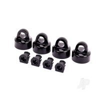 Shock caps, aluminium (Black-anodised), GT-Maxx shocks (4 pcs) / spacers (4 pcs) (for Sledge)