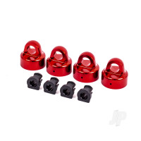 Shock caps, aluminium (Red-anodised), GT-Maxx shocks (4 pcs) / spacers (4 pcs) (for Sledge)
