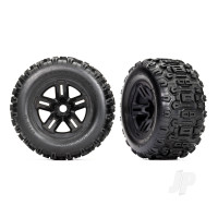 Wheels & Tyres, Assembled, Glued (3.8in Black wheels, Sledgehammer Tyres, foam inserts) (2)